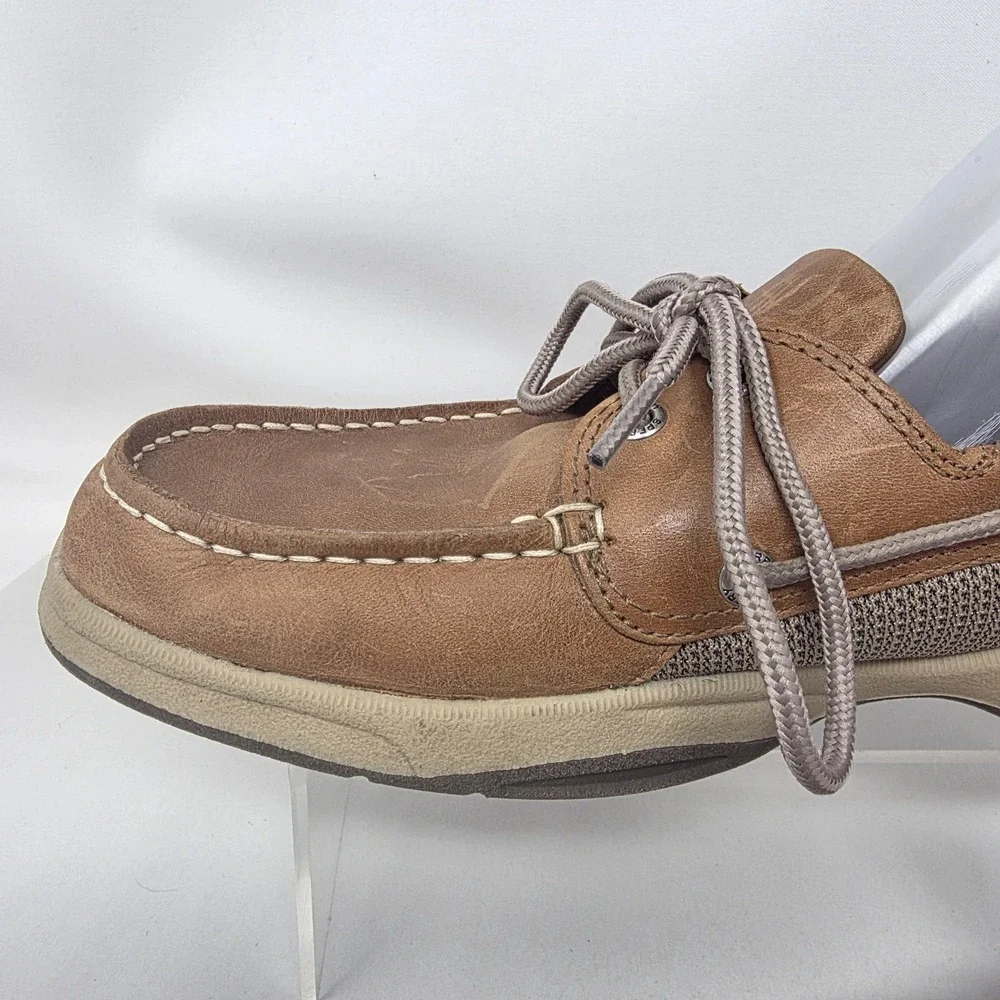 Sperry Billfish Boat Shoes Mens 9 M Tan Leather Mesh Loafers STS22664 Good